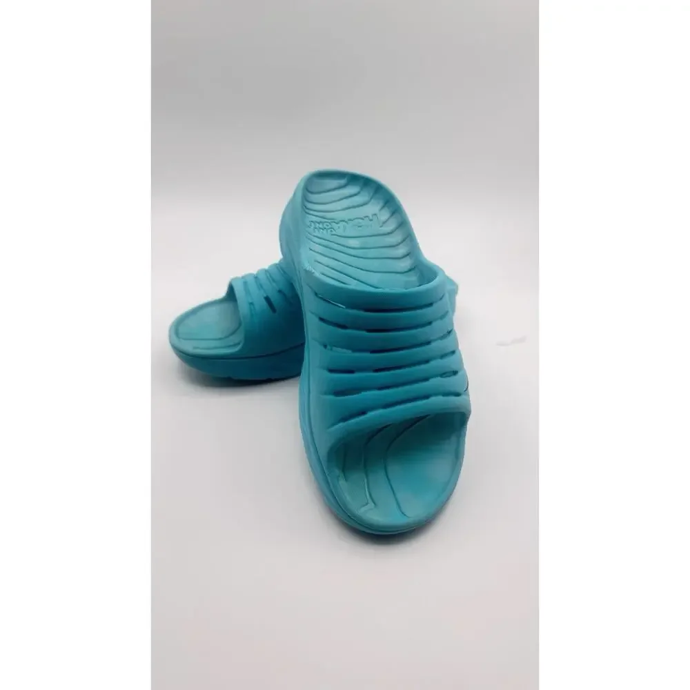 Hoka One One Unisex M9/W11Aqua Blue Recovery Slide Sandals Lightweight Cushioned